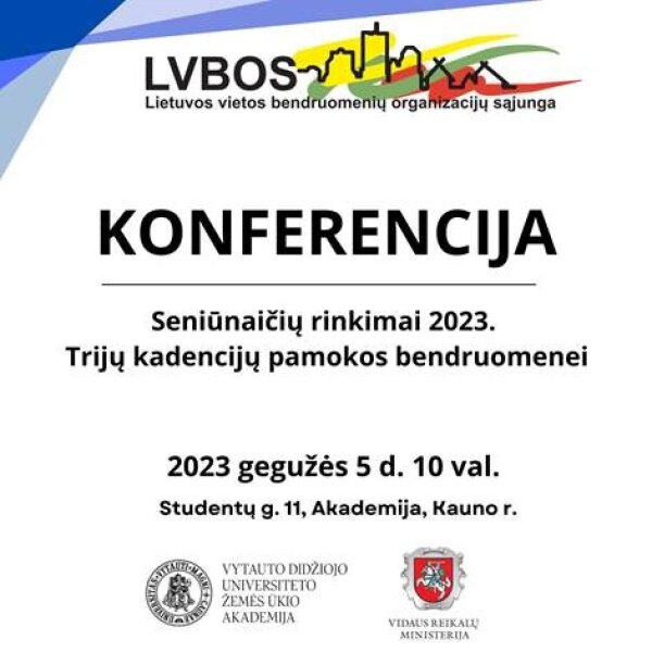 Lietuvos vietos bendruomenių organizacijų sąjunga kviečia  į konferenciją