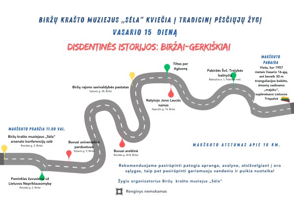Biržų krašto muziejus „Sėla“ kviečia į PĖSČIŲJŲ ŽYGĮ „Disidentinės istorijos: Biržai–Gerkiškiai“