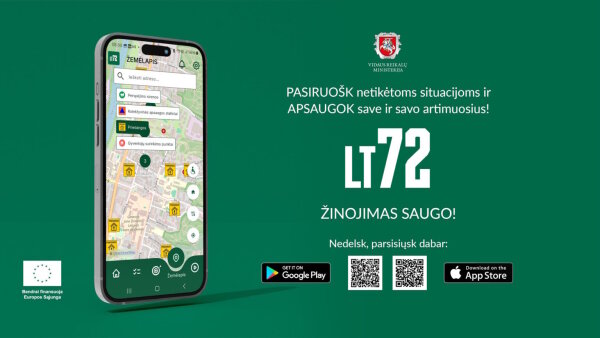 Mobili programėlė LT72 padės gyventojams geriau pasirengti ekstremaliosioms situacijoms