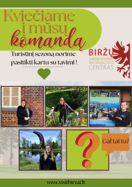 Biržų TVIC skelbia atranką turizmo specialisto pareigoms užimti