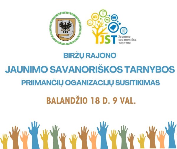 Kviečiame į jaunimo savanoriškos tarnybos priimančių organizacijų susitikimą