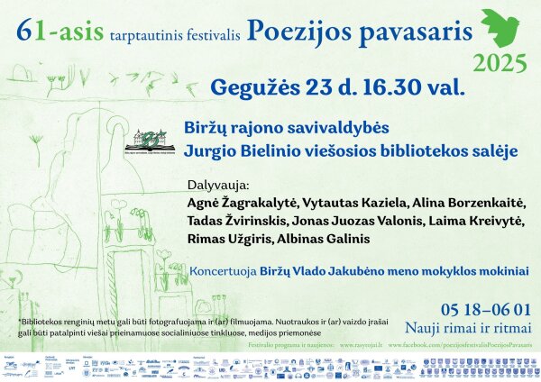 Į Biržus atvyksta Tarptautinis poezijos festivalis „Poezijos pavasaris 2025“