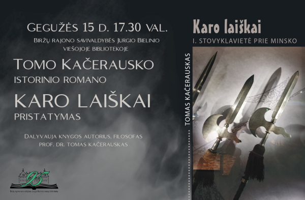 Kviečiame į istorinio romano ,,Karo laiškai“ pristatymą